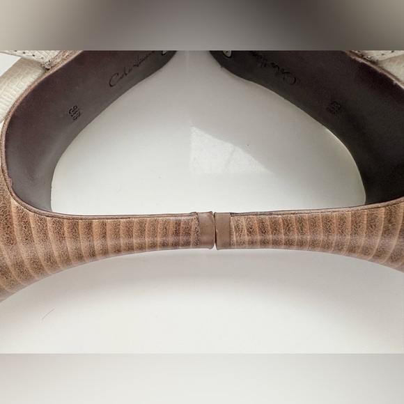 Cole Haan  Nike air Cream Elegant Leather Peep Toe Heel Slingback Sz 8.5/3” Heel - Picture 7 of 14